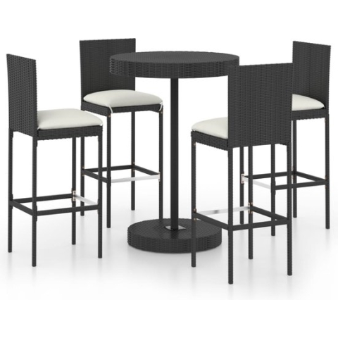 vidaXL-5-delige-Tuinbarset-met-kussens-poly-rattan-zwart