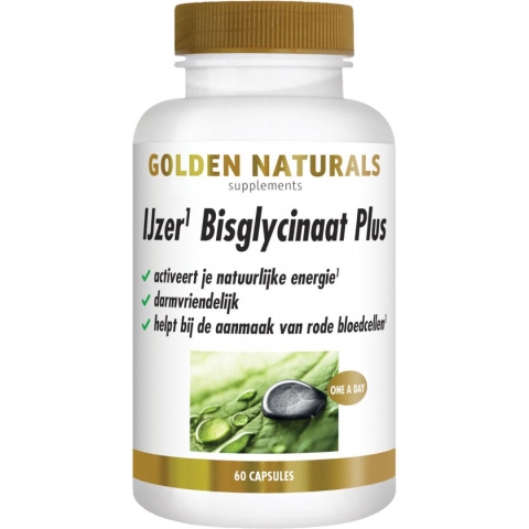 Golden Naturals IJzer Bisglycinaat Plus (60 veganistische capsules)