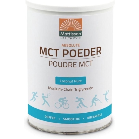 Mattisson - MCT Poeder - Kokosnoot Olie Basis - Lichtzoete Melkachtige Smaak - Medium-Chain Triglyceride Vetzuur - Vegan Voedingssupplement - 350 Gram
