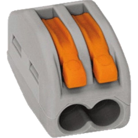 WAGO 222 Lasklem Flexibel: 0.08-4 mm² Massief: 0.08-2.5 mm² Aantal polen: 2 50 stuk(s) Grijs, Oranje