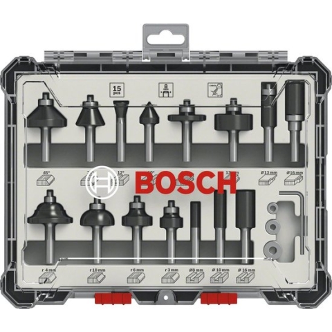 Bosch 2607017472 15-delige Frezenset in cassette - 8mm
