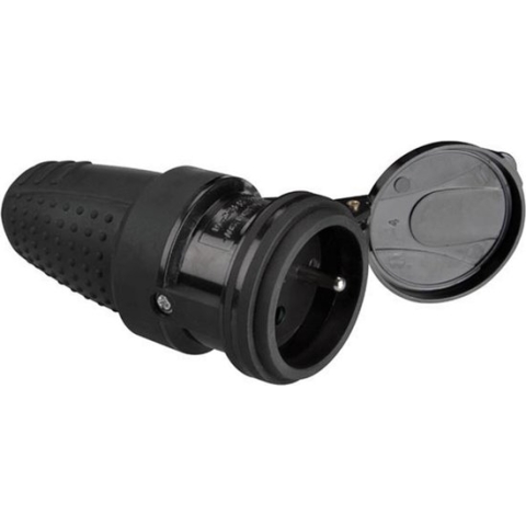 Perel Robuuste IP44 rubberen stekker, kracht en weerbestendig