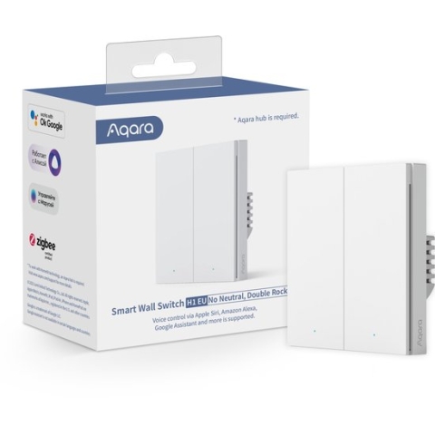 Aqara Smart Wall Switch H1 Wandschakelaar - Zonder nul draad, dubbele drukker - Zigbee - EU versie