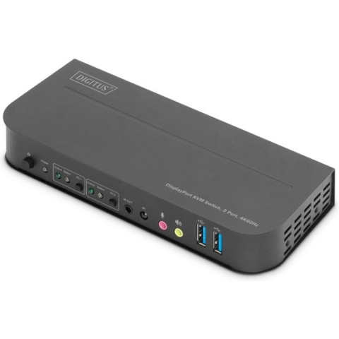 Digitus DS-12850 KVM-switch 2 + 2 poorten DisplayPort, HDMI Afstandsbediening, Toetsenbord 4096 x 2160 Pixel