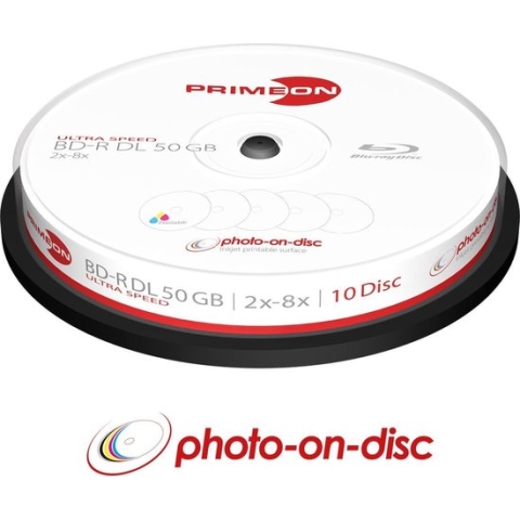 Primeon 2761312 Blu-ray BD-R DL disc 50 GB 10 stuk(s) Spindel Bedrukbaar