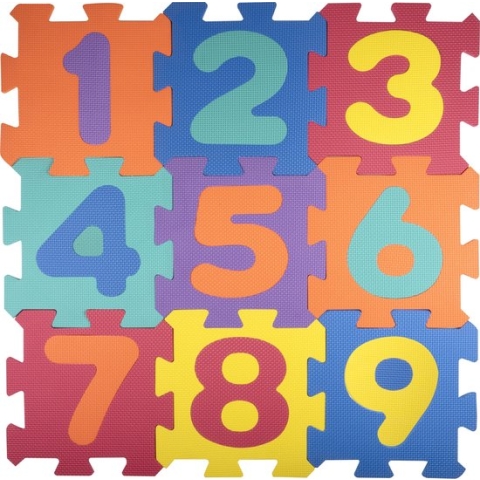Let's Play Puzzelmat - 9 Stukken - Met Gekleurde Cijfers - 96 x 96 cm - Foam