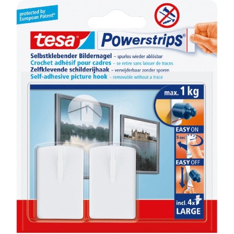Tesa Powerstrips Schilderijhaak - Wit - 2 Stuks