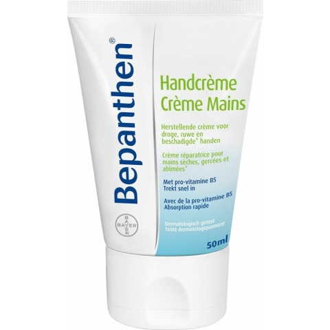 Bepanthen Handcreme - herstellend en snel intrekkend - droge, ruwe en beschadigde handen - ook als handmasker - 50ml