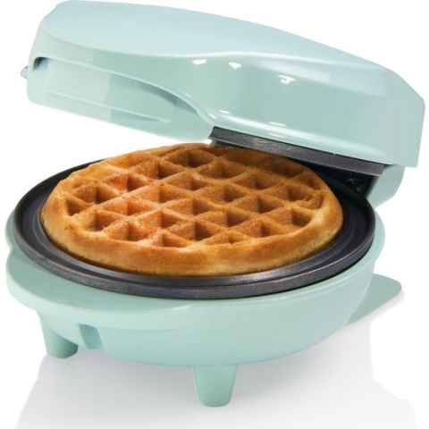 Bestron mini-wafelijzer voor klassieke wafels, wafelijzer met antiaanbaklaag, voor kinderfeestjes, Familiefeest, Pasen of Kerst, retro design, 550 Watt, kleur: mint