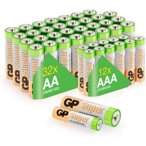 GP Super Alkaline Multipack 32 x Mignon AA + 12 x Micro AAA