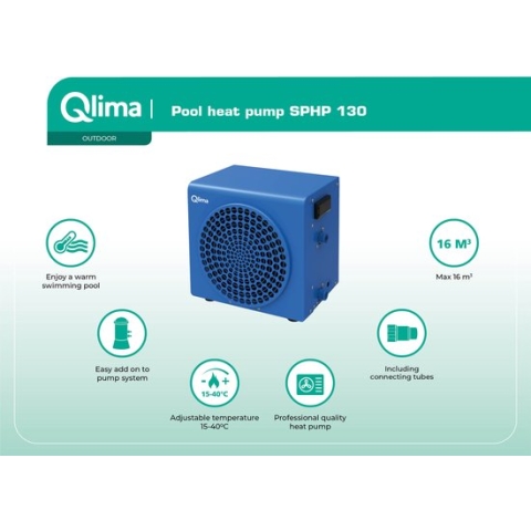 Qlima SPHP 130 - Zwembadverwarming - Warmtepomp - Verwarmt Zwembaden t/m 16m3