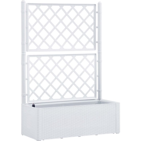 vidaXL-Plantenbak-hoog-met-latwerk-en-zelfbewateringssysteem-wit