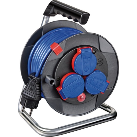 Brennenstuhl Garant Kompakt IP44 Kabelhaspel (15m kabel in blauw, speciale kunststof, kortstondig buitengebruik, Made in Germany)