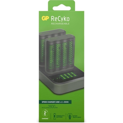 GP Recyko USB Lader En Doc + 8 AA Batterijen 2600mah