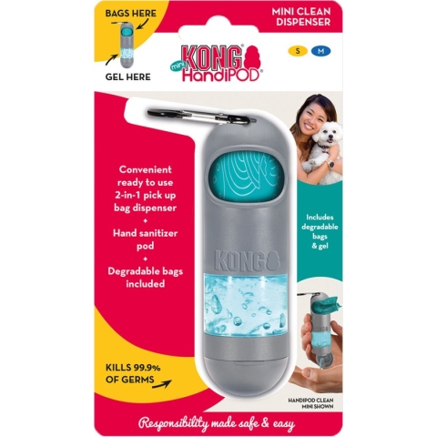 Kong HandiPod Clean Dispenser - Poepzakhouder met Anti-bacteriële Handgel - Inclusief poepzakjes - Regular of Mini - Clean Mini