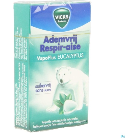 Vicks Ademvrij - Eucalyptus - Suikervrij - Keelpastille