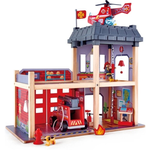 Hape Houten Brandweerkazerne 48 X 60 Cm Rood
