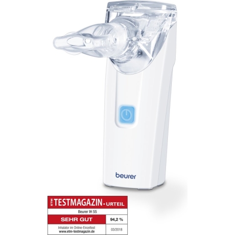 Beurer IH 55 Inhalator - Vernevelaar - Aerosoltoestel - Trilmembraan technologie - Voor volwassenen en kinderen - 3 Opzetstukken - Zelfreinigingsfunctie - Incl. opbergdoos, netadapter en batterijen - Medisch product - 5 Jaar garantie