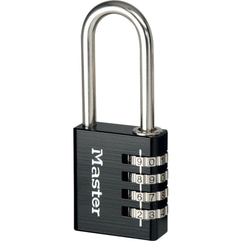 MasterLock Hangslot - Cijferslot - Lange Beugel - Massief Aluminium - Zwart - 40 mm - 7640EURDBLKLH