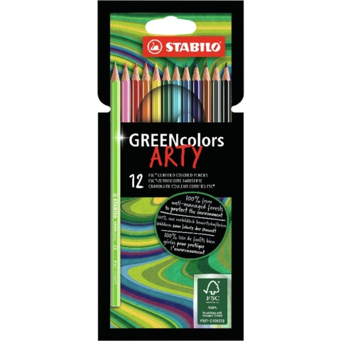 STABILO GREENcolors - FSC Gecertificeerd Kleurpotloden ARTY Etui 12 Kleuren