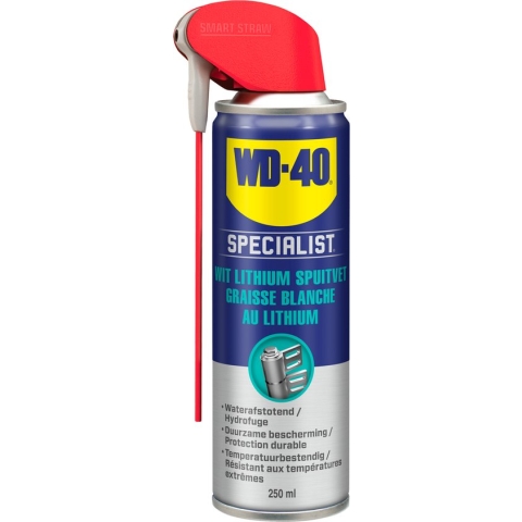 WD-40 Specialist® Wit Lithium Spuitvet - 250ml - Smeervet - Smeermiddel - Werkt uitstekend bij metaal-op-metaal mechanismen
