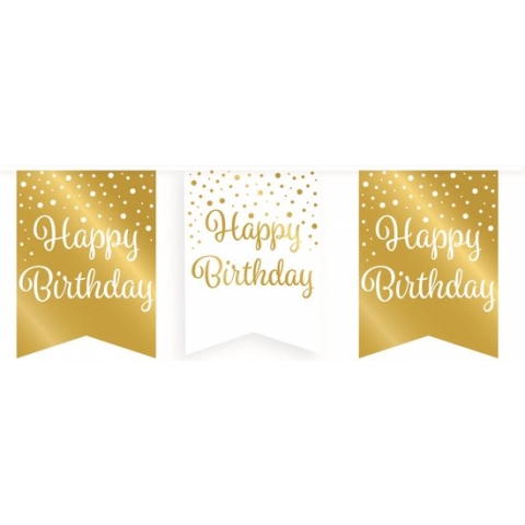 Paper Dreams Vlaggenlijn Happy Birthday 600 Cm Karton Goud/wit