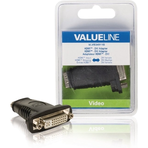 Valueline VLVB34911B Hdmi - Dvi-adapter Hdmi Input - Dvi Vrouwelijk Zwart