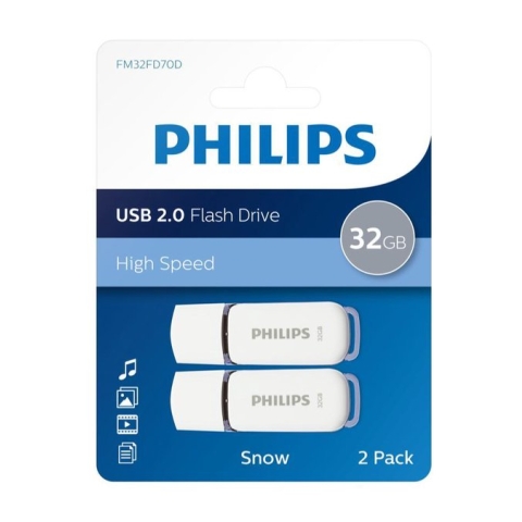 Philips FM32FD70D - USB 2.0 32GB - Snow Edition - Grijs - 2 stuks