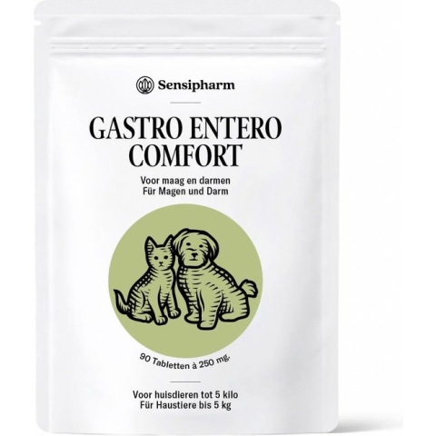 Sensipharm Gastro Entero Comfort voor Kat, Hondje, Cavia, Konijn - Voedingssupplement voor Maag en Darmen bij Diarree en Overgeven - 90 Tabletten à 250 mg