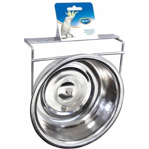 Duvoplus - Voerbak - Vogel - Vogel Eetkom Inox + 2 Vijzen Xxl - 1810ml - Ø21cm - 1st