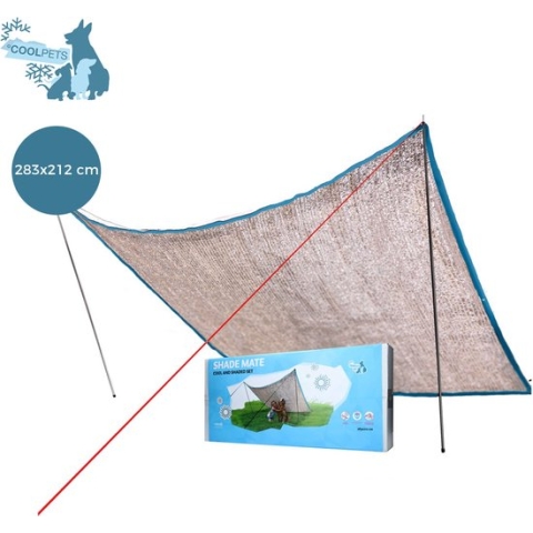 CoolPets Shade Mate – Schaduwdoek – Weerkaatst UV-straling – Laat wind door - Werkt verkoelend - Makkelijk schoon te maken – 283x212cm – Voor uw huisdieren