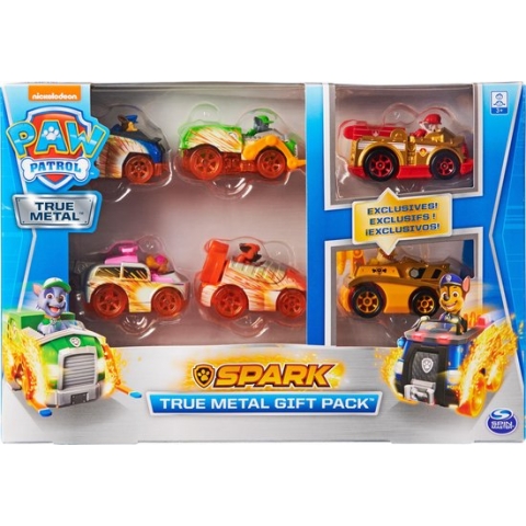 PAW Patrol Spark True Metal - Cadeauset - 6 Speelgoedvoertuigen - Schaal 1:55