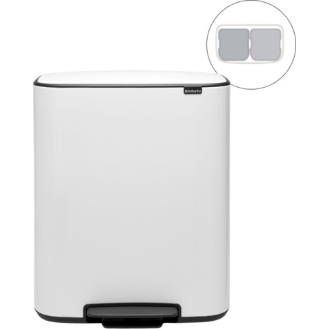Brabantia Bo Prullenbak - 2 x 30 liter - Afvalscheiding - White