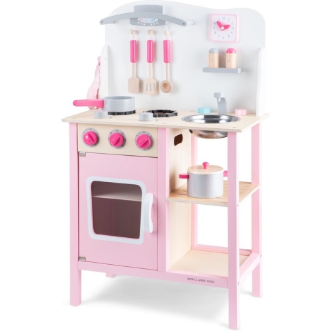 New Classic Toys Houten Kinderkeuken Roze - Inclusief Accessoires - Aanrechthoogte is 55 centimeter