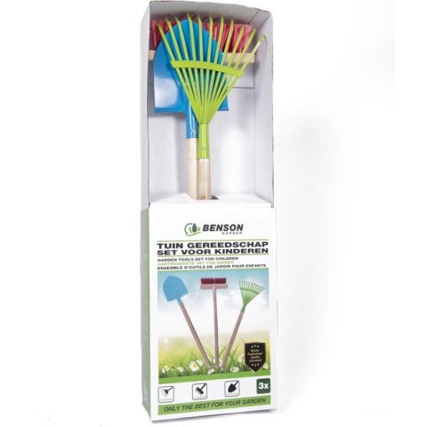 Benson Tuin Gereedschap - Kinder Set - Hark - Schep - Bezem