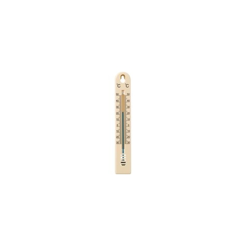 Binnen/buiten thermometer beige kunststof 3 x 17 cm - Weermeters - Temperatuurmeters