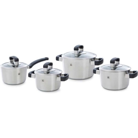 BK Conical Cool Glas pannenset - 4-delig - RVS - glazen deksel - Inductie