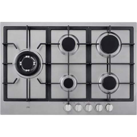 ETNA KG875RVSA - Gaskookplaat - 5 pits met wokbrander - 75 cm - RVS