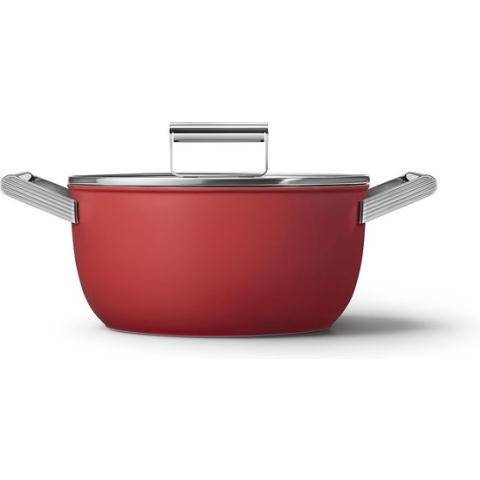 SMEG Kookpan met deksel Rood Mat - ø 24 cm / 4.6 Liter