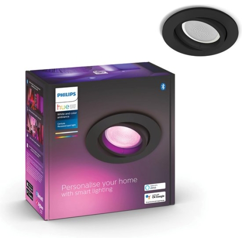Philips Hue Centura inbouwspot - wit en gekleurd licht - 1-spot - zwart - rond - Bluetooth