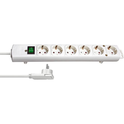 Brennenstuhl Comfort-Line Plus Stekkerdoos 6-Voudig (Met Platte Stekker, Schakelaar, 2 m Kabel, En Extra Brede Afstanden Van De Stopcontacten) Kleur: Wit