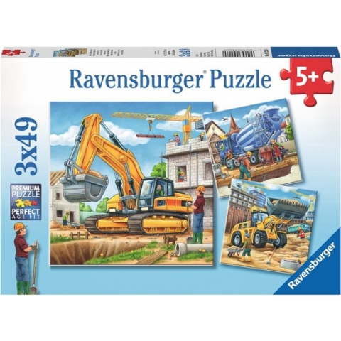 Ravensburger puzzel Grote bouwvoertuigen - 3x49 stukjes - kinderpuzzel