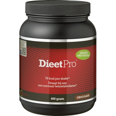 Dieet Pro - Eiwitshake - Voedingssupplementen - Chocolade Stevia - 400 gr