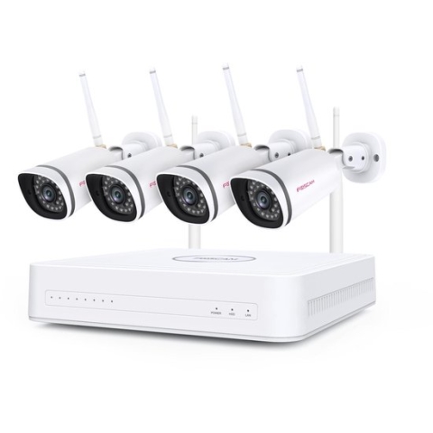 Foscam FN7108W-B4-1T Kit Beveiligingscamera Set - 4 Camera's - Draadloos - 1TB Geheugen - Nachtzicht 30m - Mesh netwerk - Wit