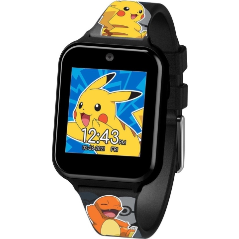 Accutime Pokémon Smartwatch Kinderen - Selfie Camera voor Foto's & Video's - Met Spraakmemo, Stopwatch en Timer - Voor Kinderen Vanaf 6 jaar - Zwart