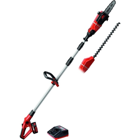 Einhell Accu Tuin-Multitool GE-HC 18 Li T Kit - Power X-Change - 18 V/3.0 Ah/Li-Ion - Zwaardlengte kettingzaag: 200 mm - Bladlengte heggenschaar: 450 mm - Tandafstand: 16 mm - Incl. 1x 3.0 Ah accu en lader