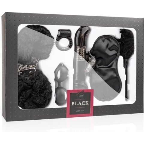LoveBoxxx - I Love Black Cadeauset – Sex Toys voor Koppels - Erotische Geschenkset met Seksspeeltjes en Accessoires – 6-delig