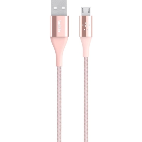 Belkin DuraTek 1.2m USB A Micro-USB B Goud, Roze