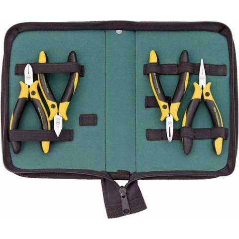 Wiha Tangenset Professional ESD zij-, schuine kopknip-, punttang 5-delig incl. gereedschapsmap - 33507
