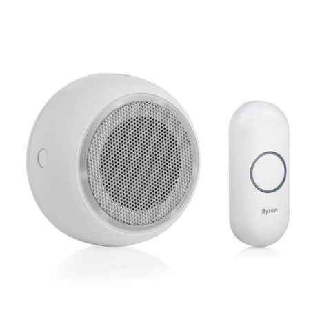 Byron DBY-23531 Draadloze deurbel - Ontvanger op batterijen - Eigen melodie opnemen -  Waterdicht - Wit 175m Bereik - 85 dB - 8 Melodieën